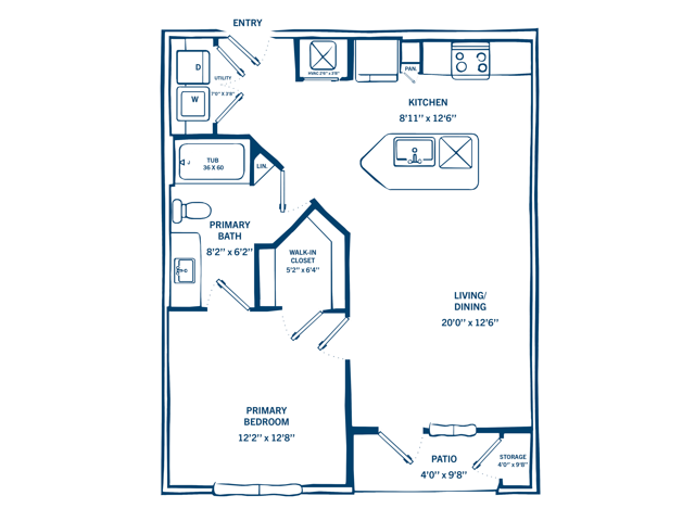 Plano de A2E-H, que muestra 1 habitación