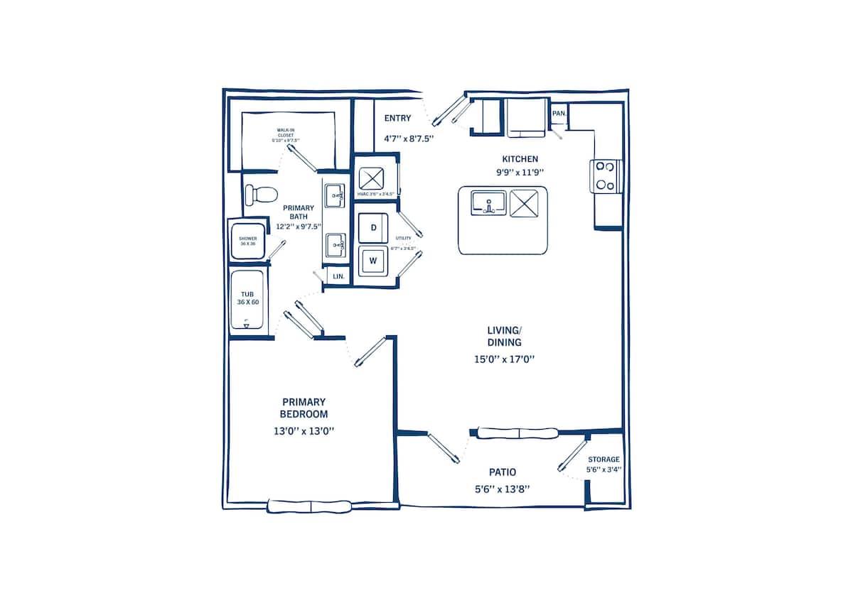 Floorplan diagram for A3-H, showing 1 bedroom