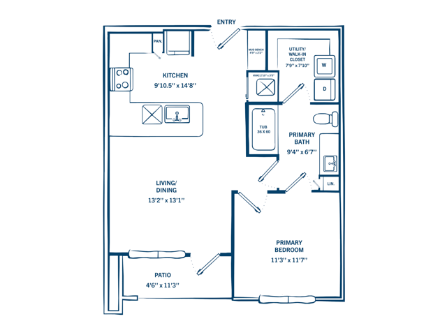 Plano de A1C-H, que muestra 1 habitación