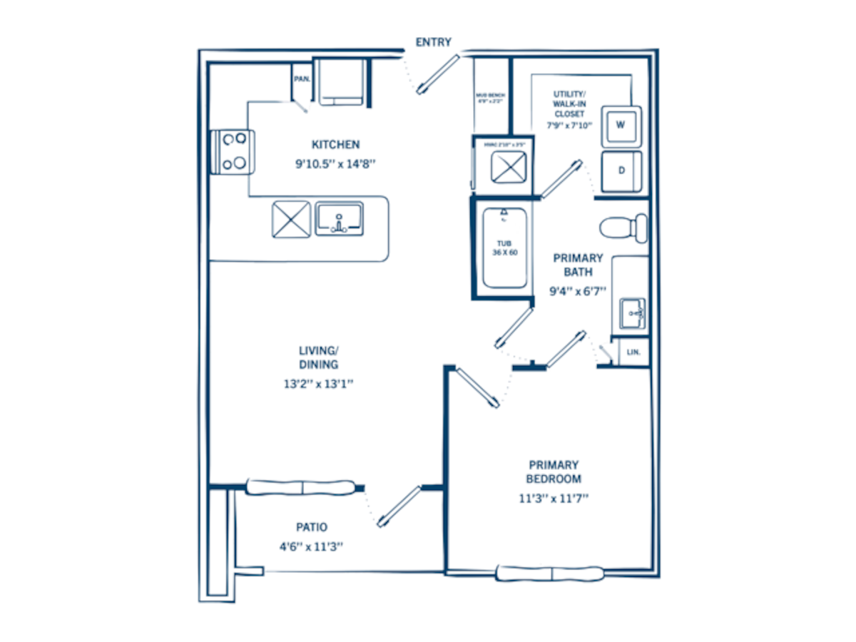 Floorplan diagram for A1C-H, showing 1 bedroom