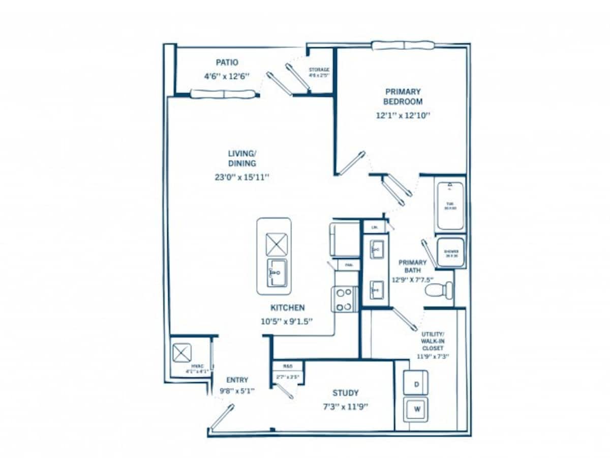 Floorplan diagram for A3B-H, showing 1 bedroom