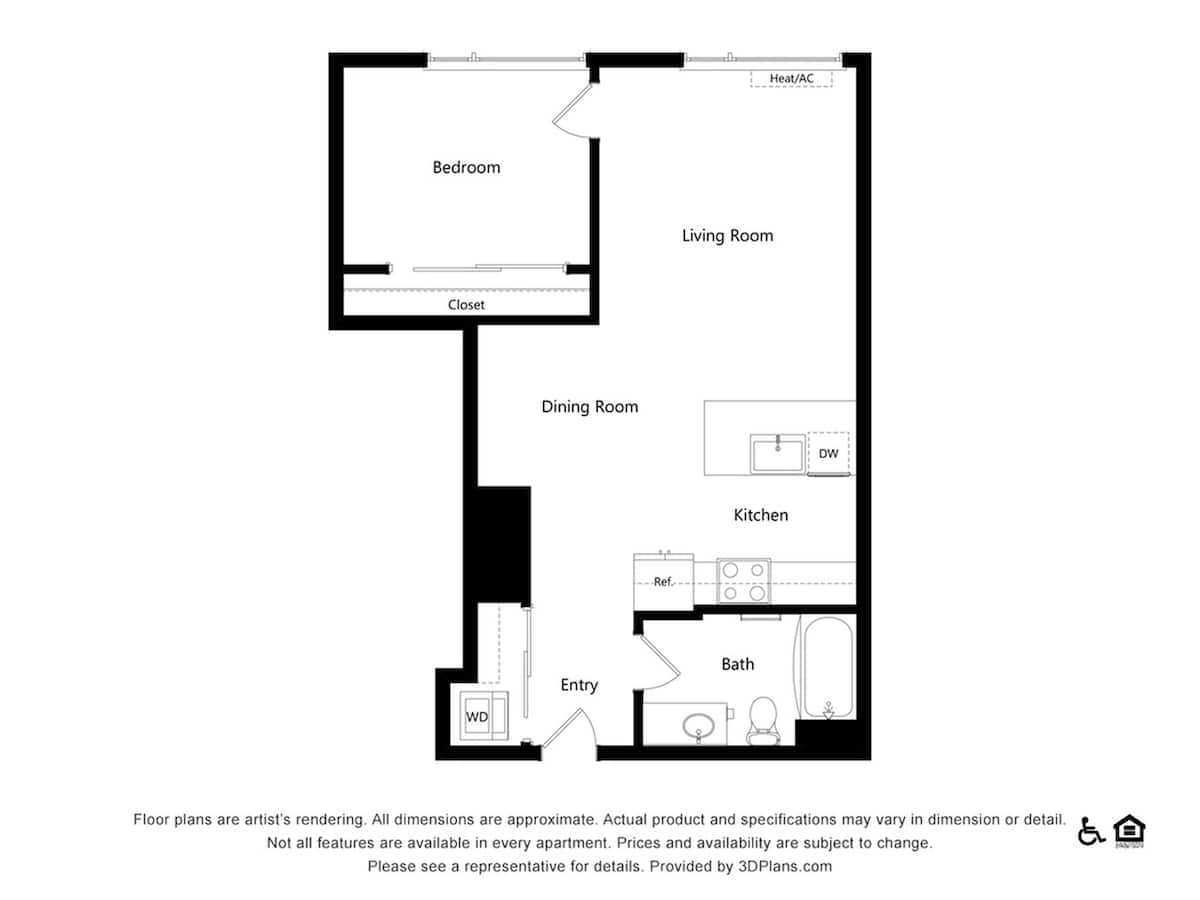 Floorplan diagram for C1, showing 1 bedroom