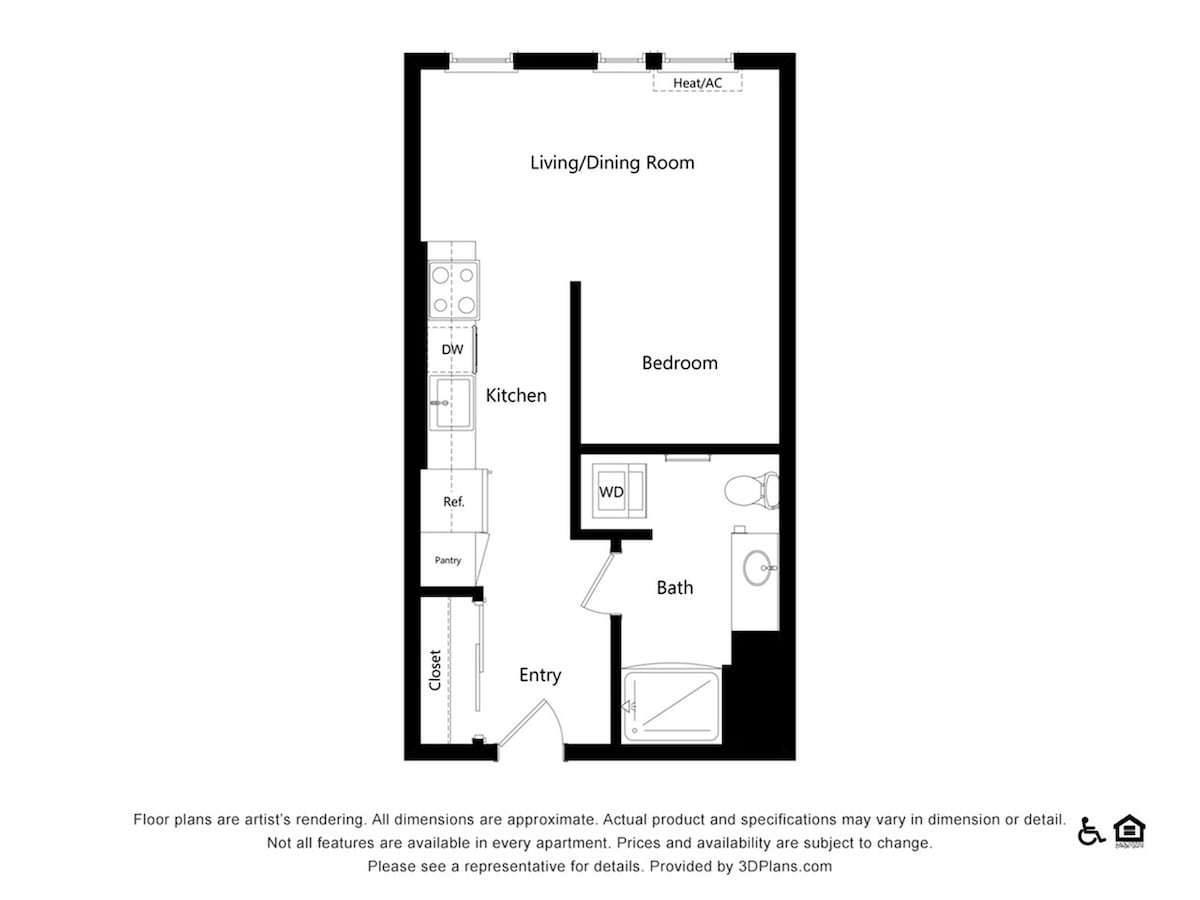 Diagram denah lantai untuk A1, yang menunjukkan Studio