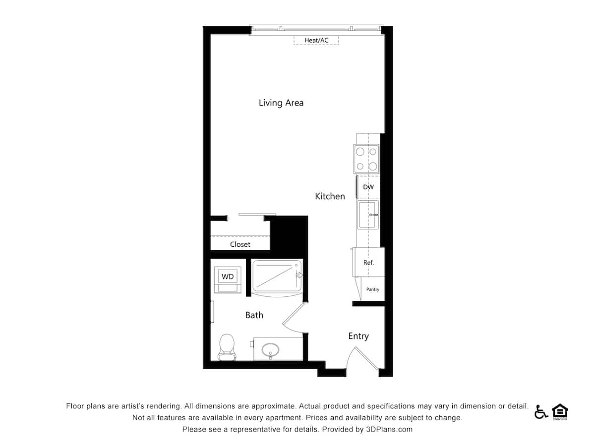 Floorplan diagram for A3, showing Studio