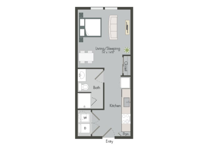 Floorplan diagram for E1A, showing Studio