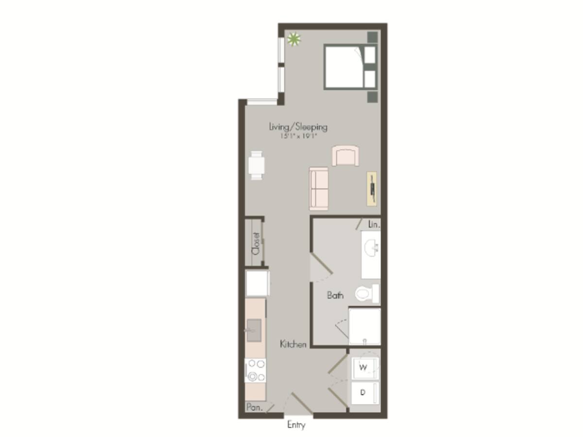 Floorplan diagram for E1C, showing Studio