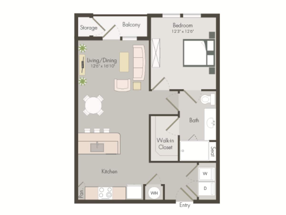 Floorplan diagram for A2A, showing 1 bedroom