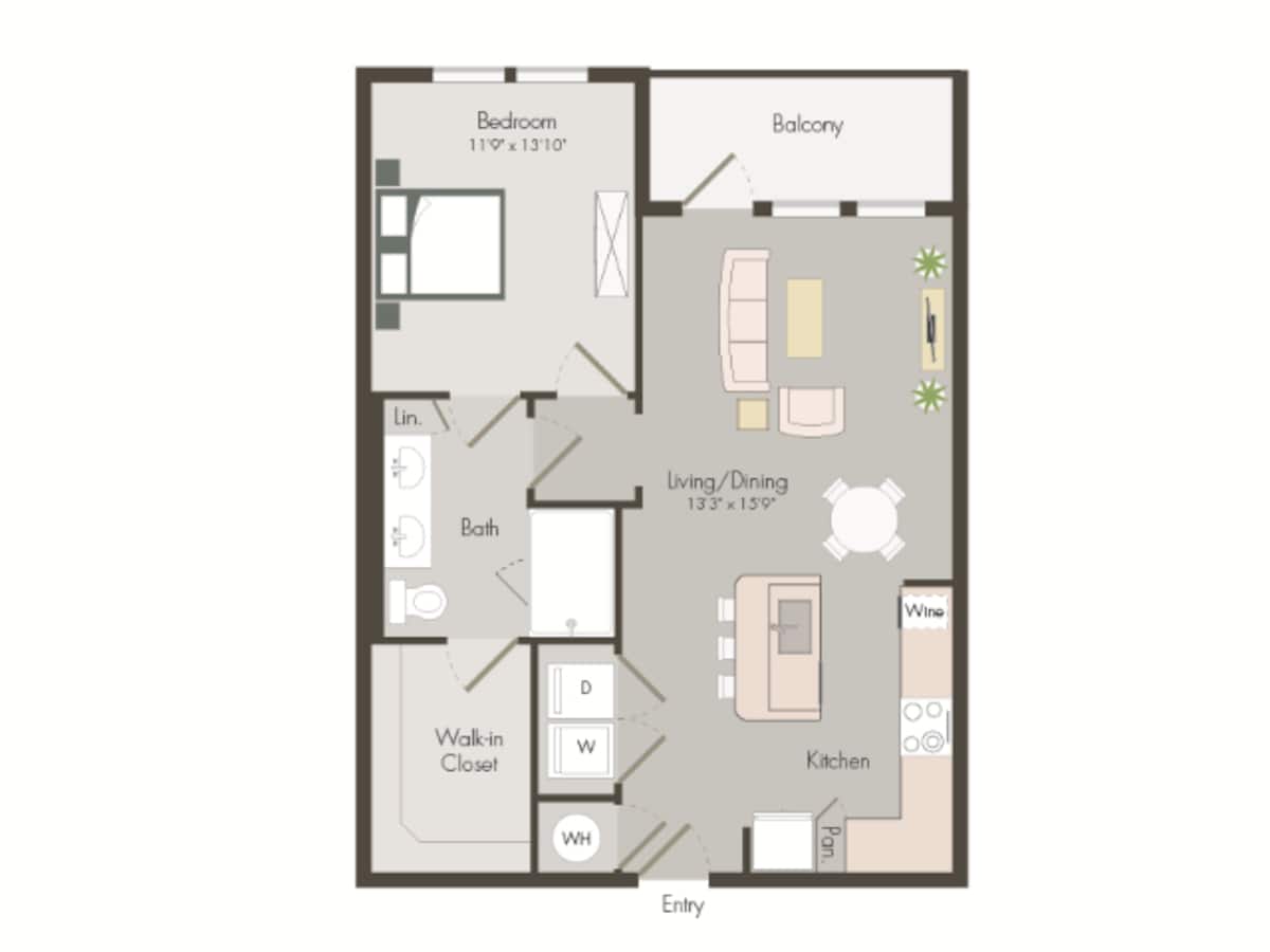 Floorplan diagram for A3C, showing 1 bedroom