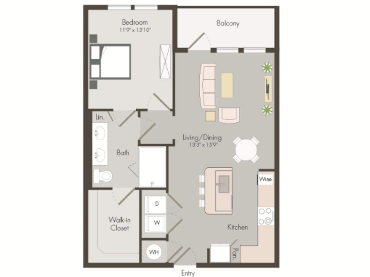 Floorplan diagram for A3-HC, showing 1 bedroom