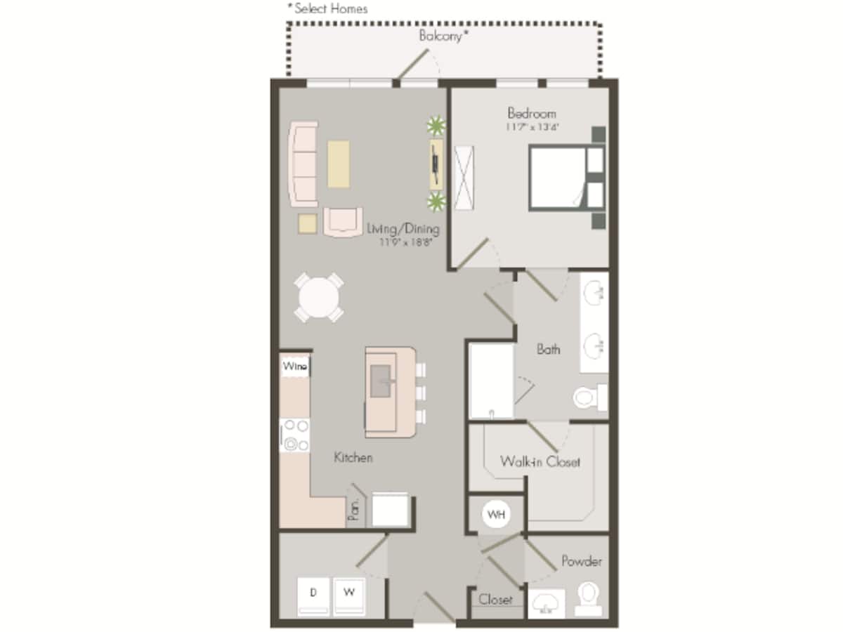 Floorplan diagram for A7, showing 1 bedroom