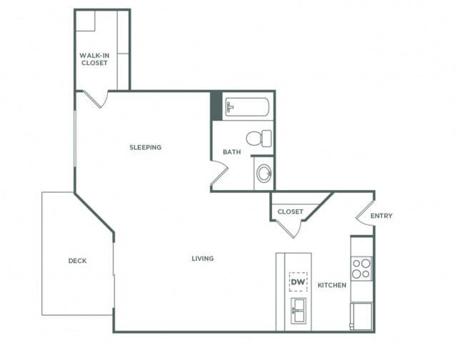 Floorplan diagram for Studio (545 SF), showing Studio
