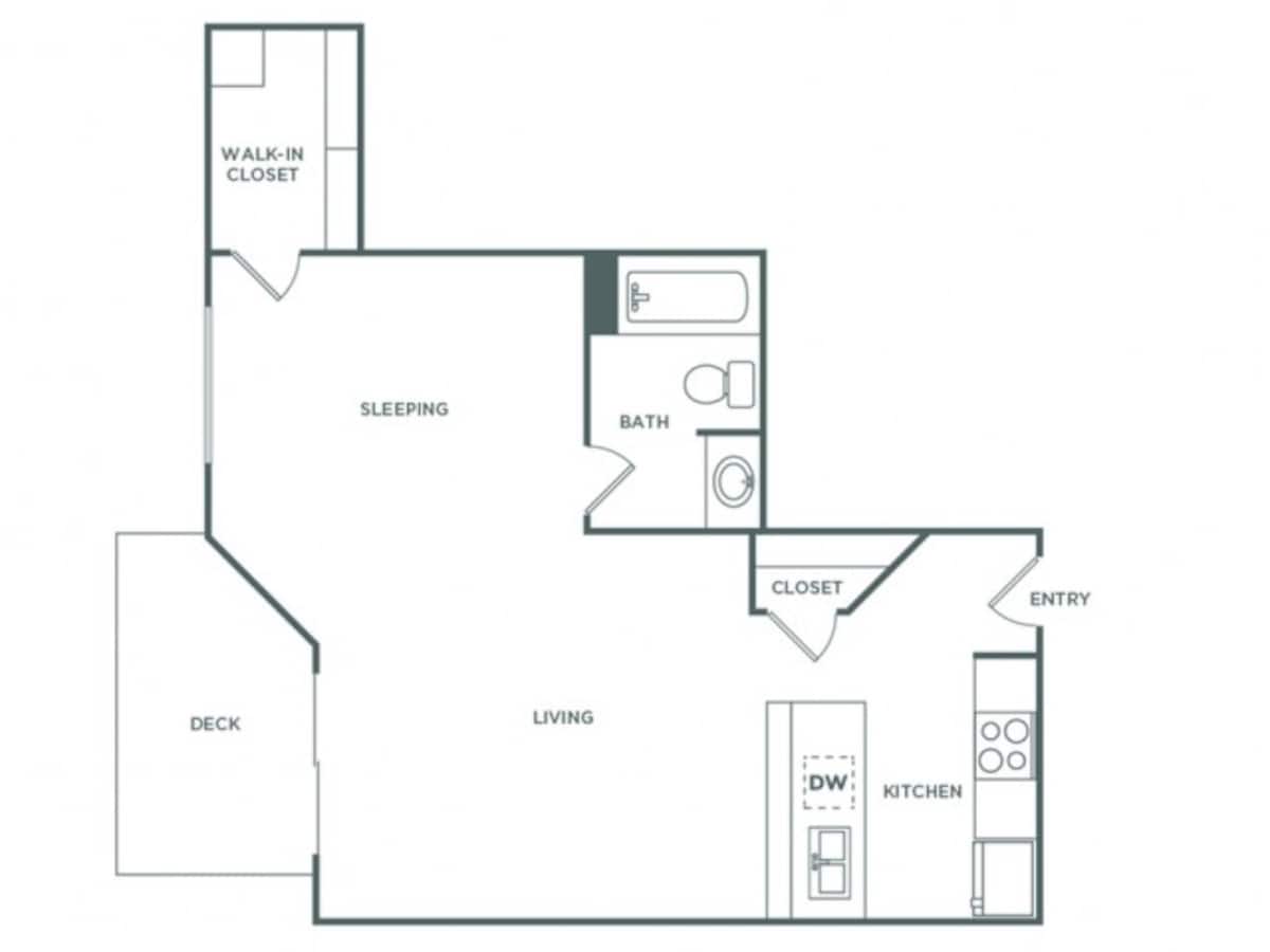 Floorplan diagram for Studio (545 SF), showing Studio