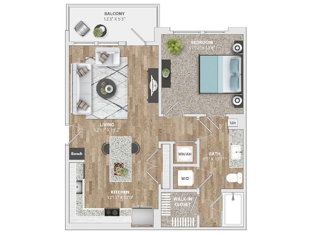 Floorplan diagram for A1, showing 1 bedroom
