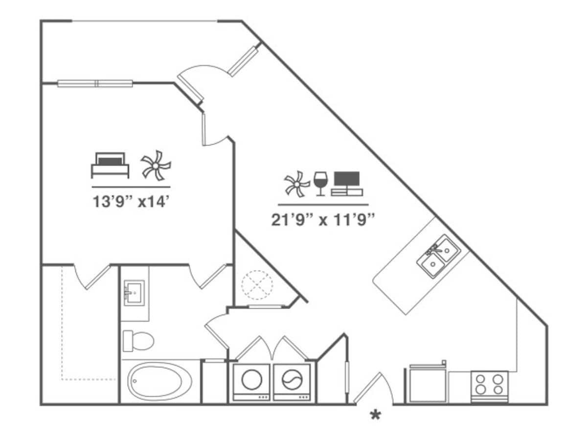 Floorplan diagram for A3, showing 1 bedroom