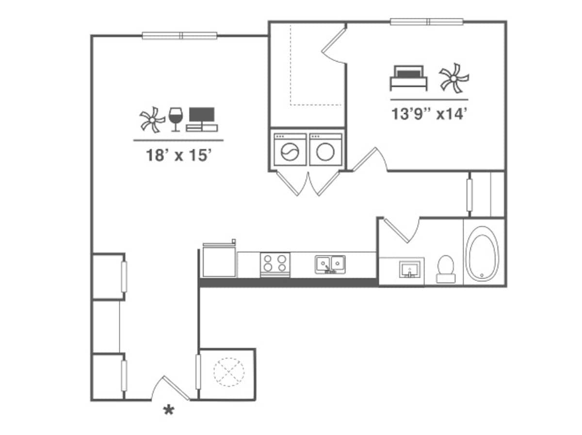 Floorplan diagram for A5, showing 1 bedroom