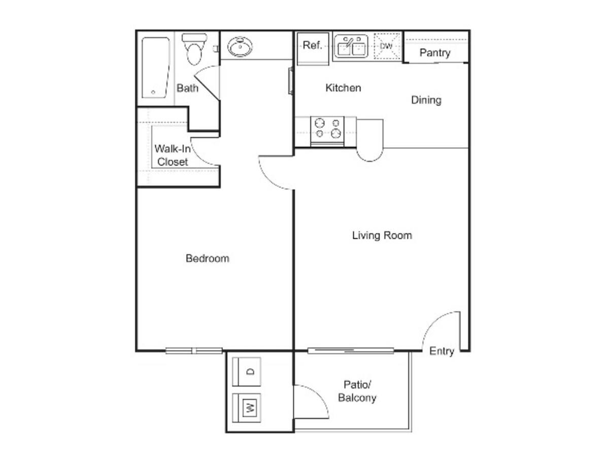 Floorplan diagram for A2 - Classic, showing 1 bedroom