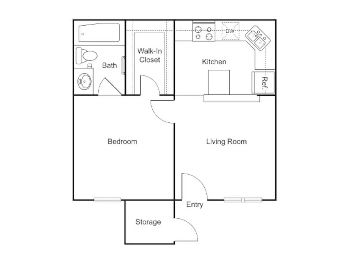 Floorplan diagram for A1 - Classic, showing 1 bedroom