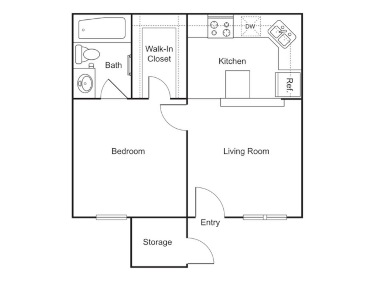 Floorplan diagram for A1P - Emerald, showing 1 bedroom
