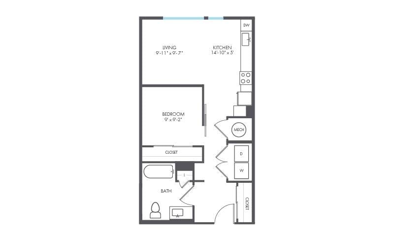 Floorplan diagram for Mod, showing Studio