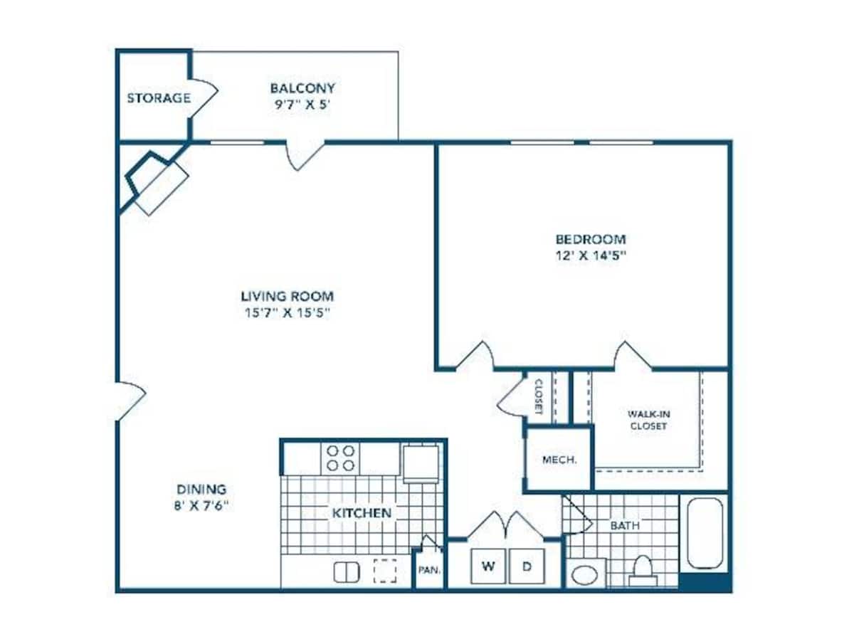 Floorplan diagram for A, showing 1 bedroom