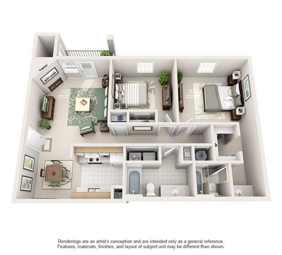Floorplan diagram for C, showing 2 bedroom