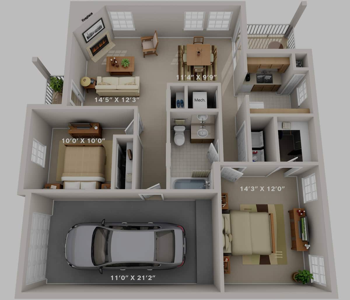 Floorplan diagram for Abercrombie, showing 2 bedroom