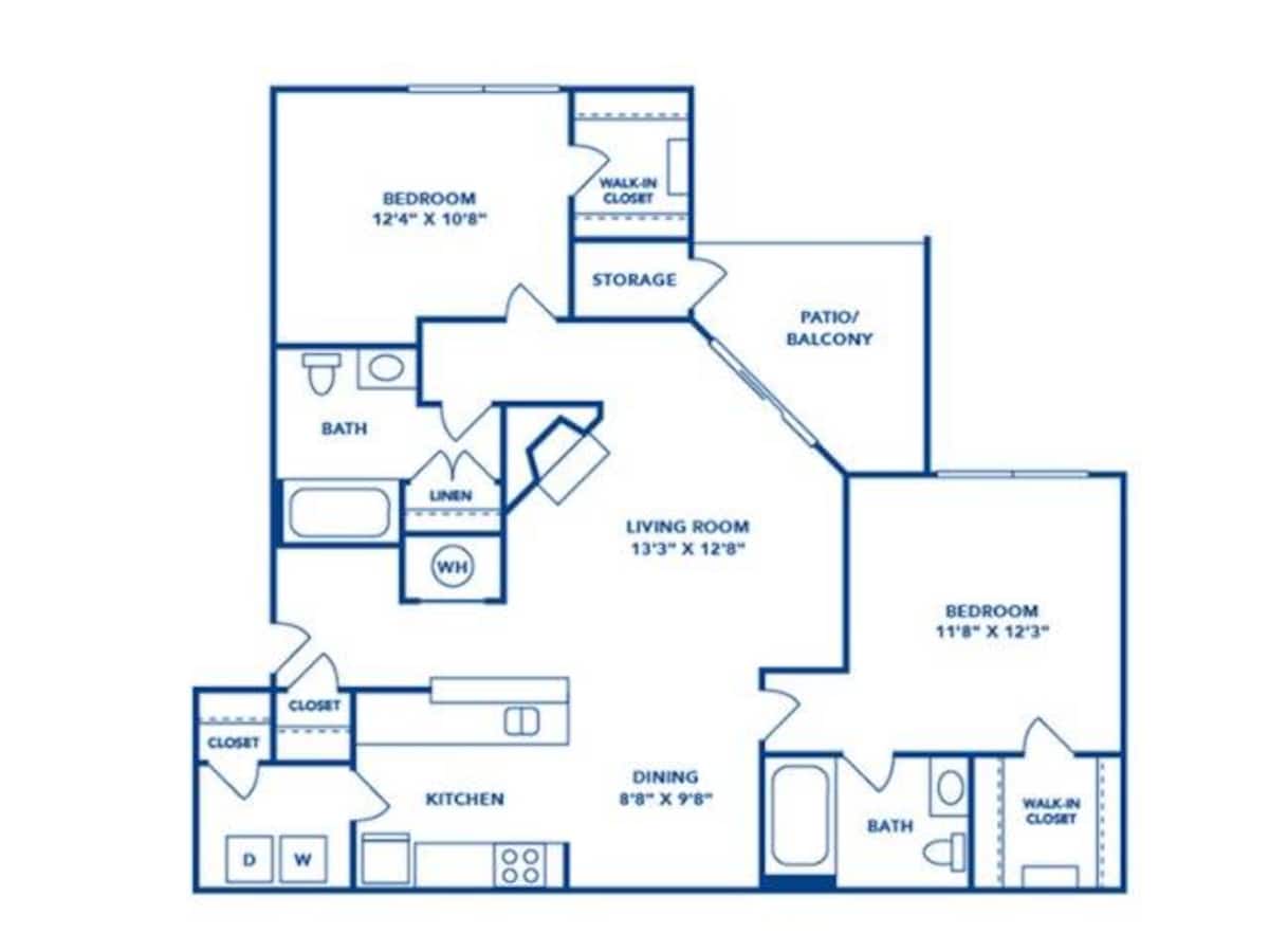 Floorplan diagram for Ewing, showing 2 bedroom
