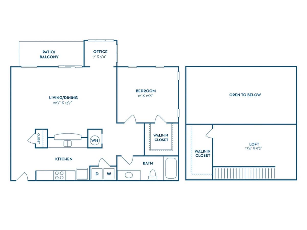 Floorplan diagram for Panola with Loft, showing 1 bedroom