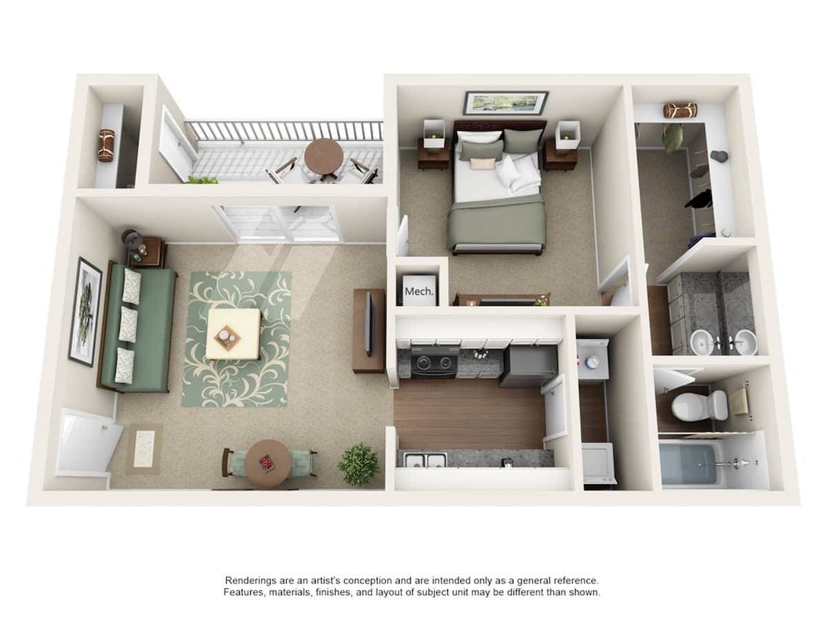 Floorplan diagram for Athens, showing 1 bedroom