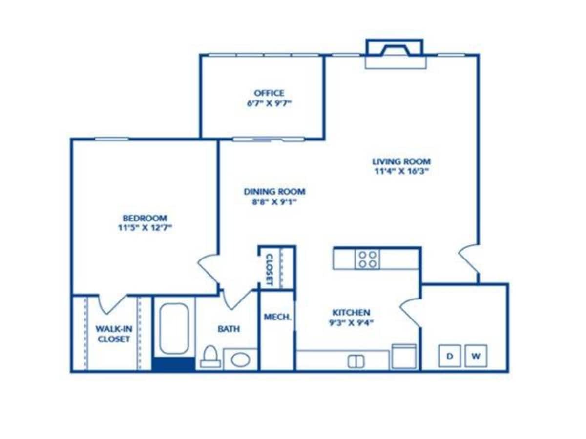 Floorplan diagram for Magnolia, showing 1 bedroom