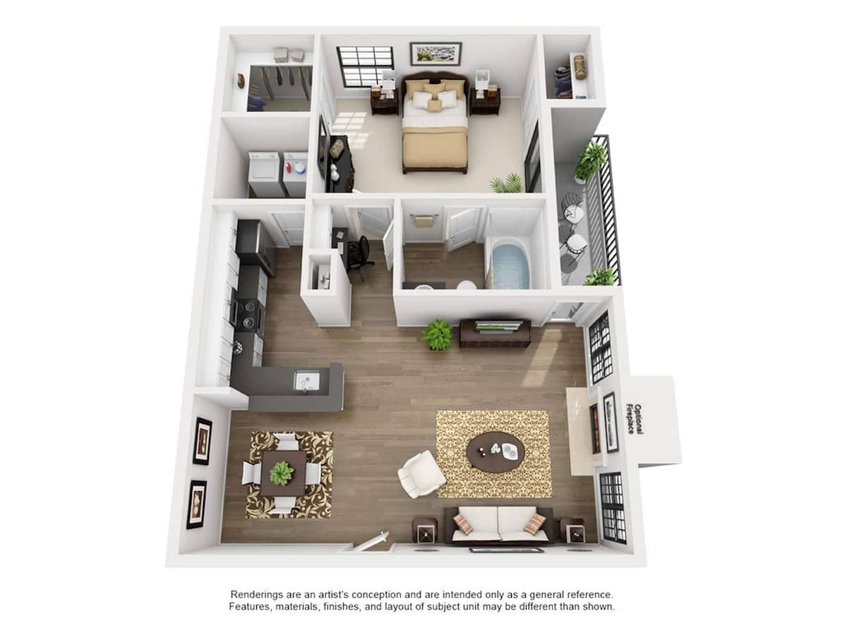 Floorplan diagram for Aliconte, showing 1 bedroom