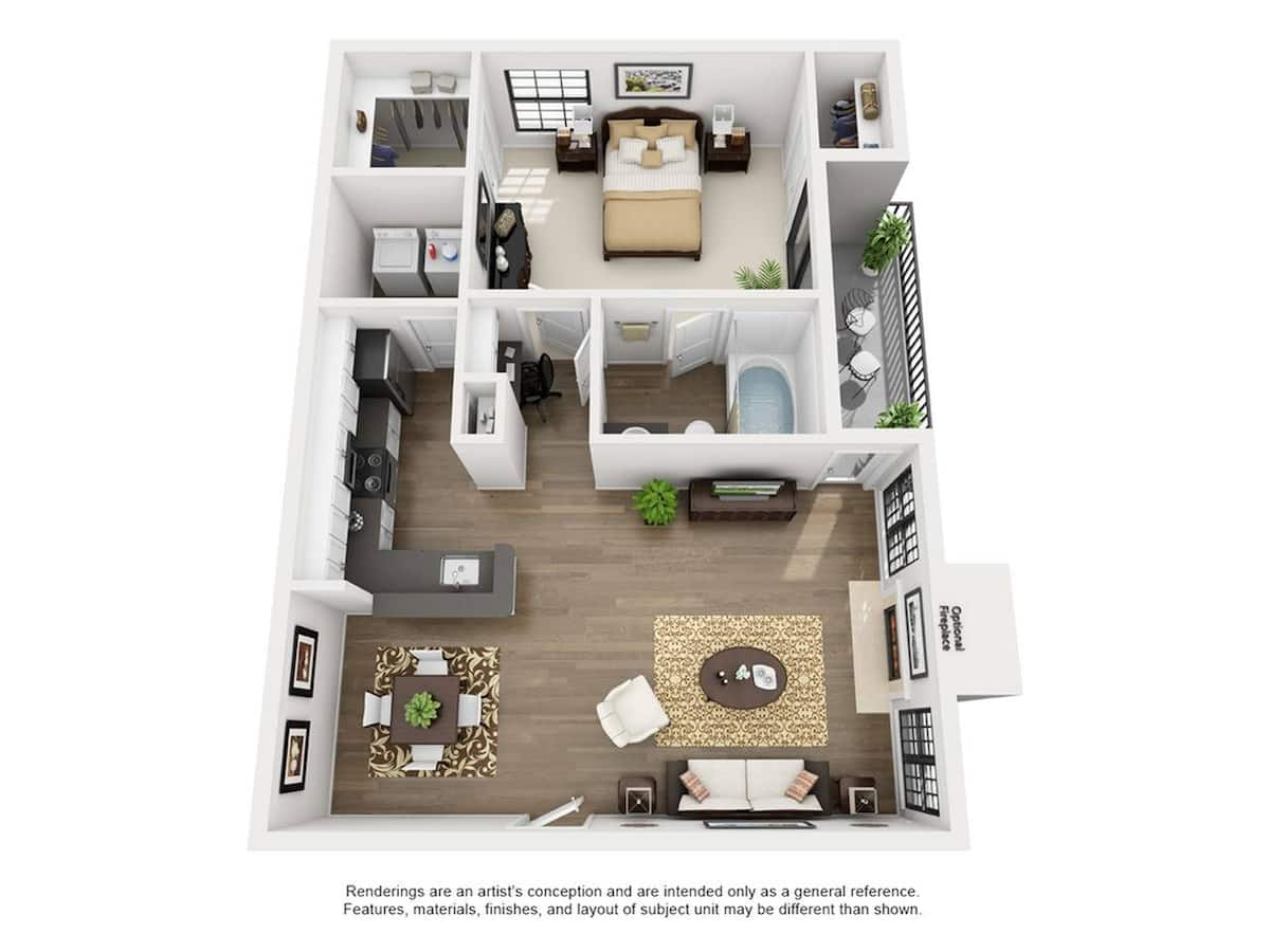 Floorplan diagram for Aliconte, showing 1 bedroom