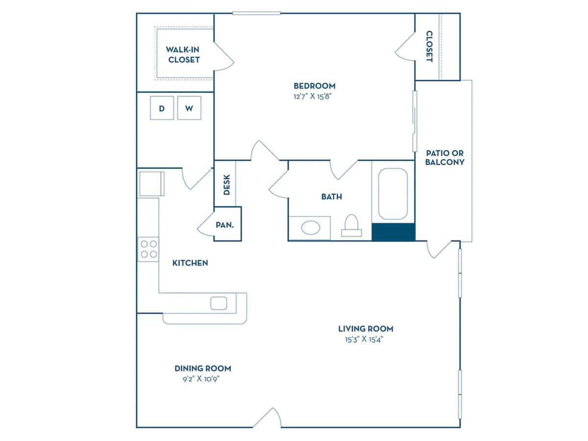 Floorplan diagram for Aliconte | Renovated, showing 1 bedroom