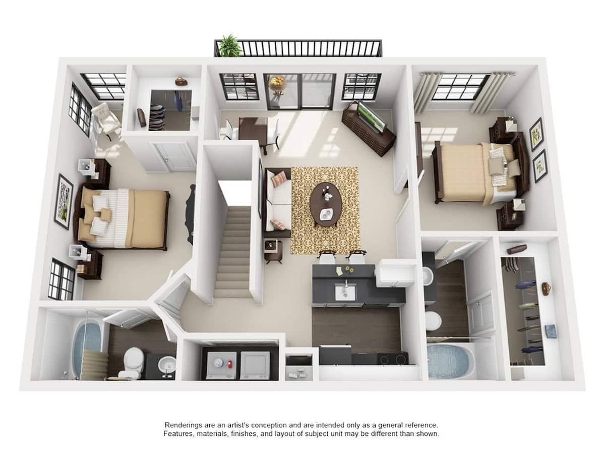 Floorplan diagram for Laurel, showing 2 bedroom