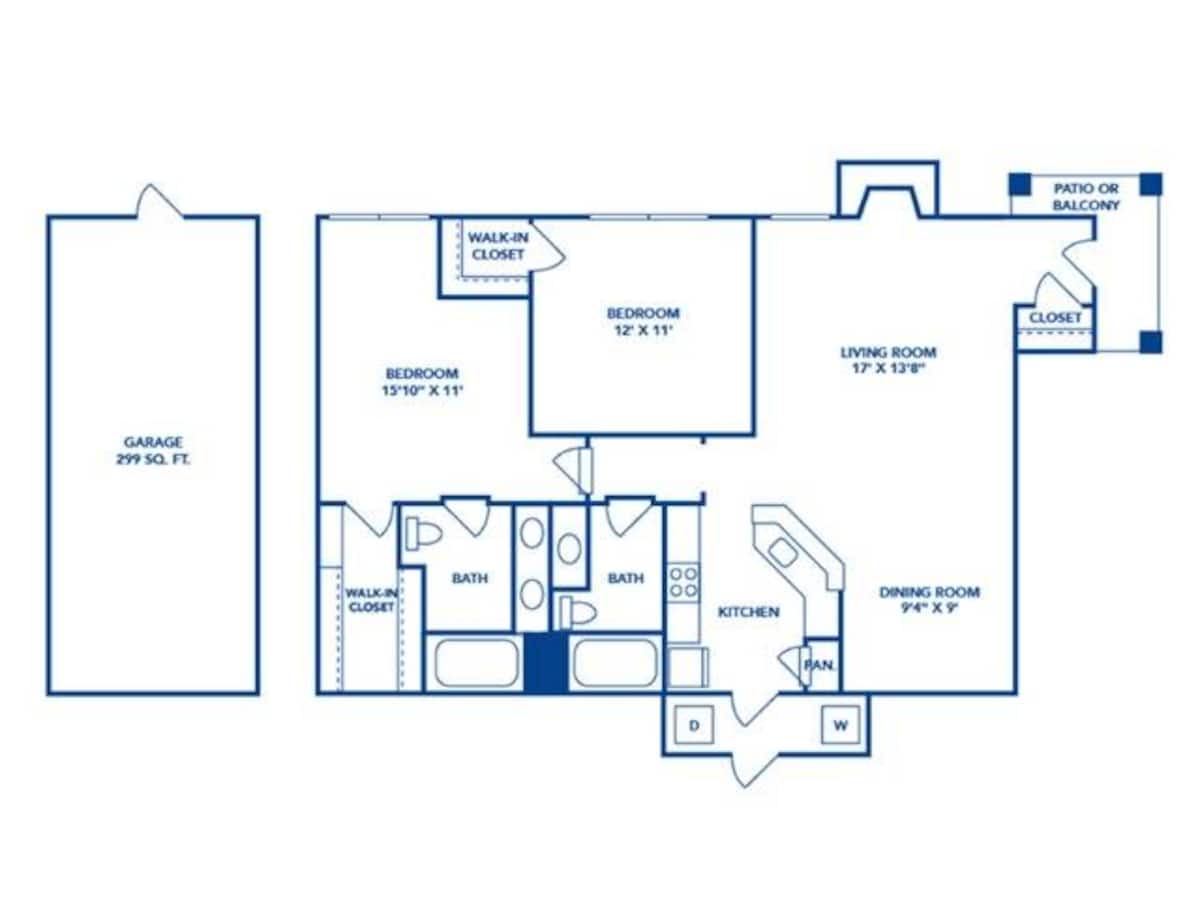 Floorplan diagram for Capilano, showing 2 bedroom