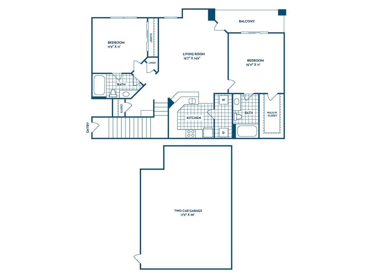 Floorplan diagram for Cabernet, showing 2 bedroom