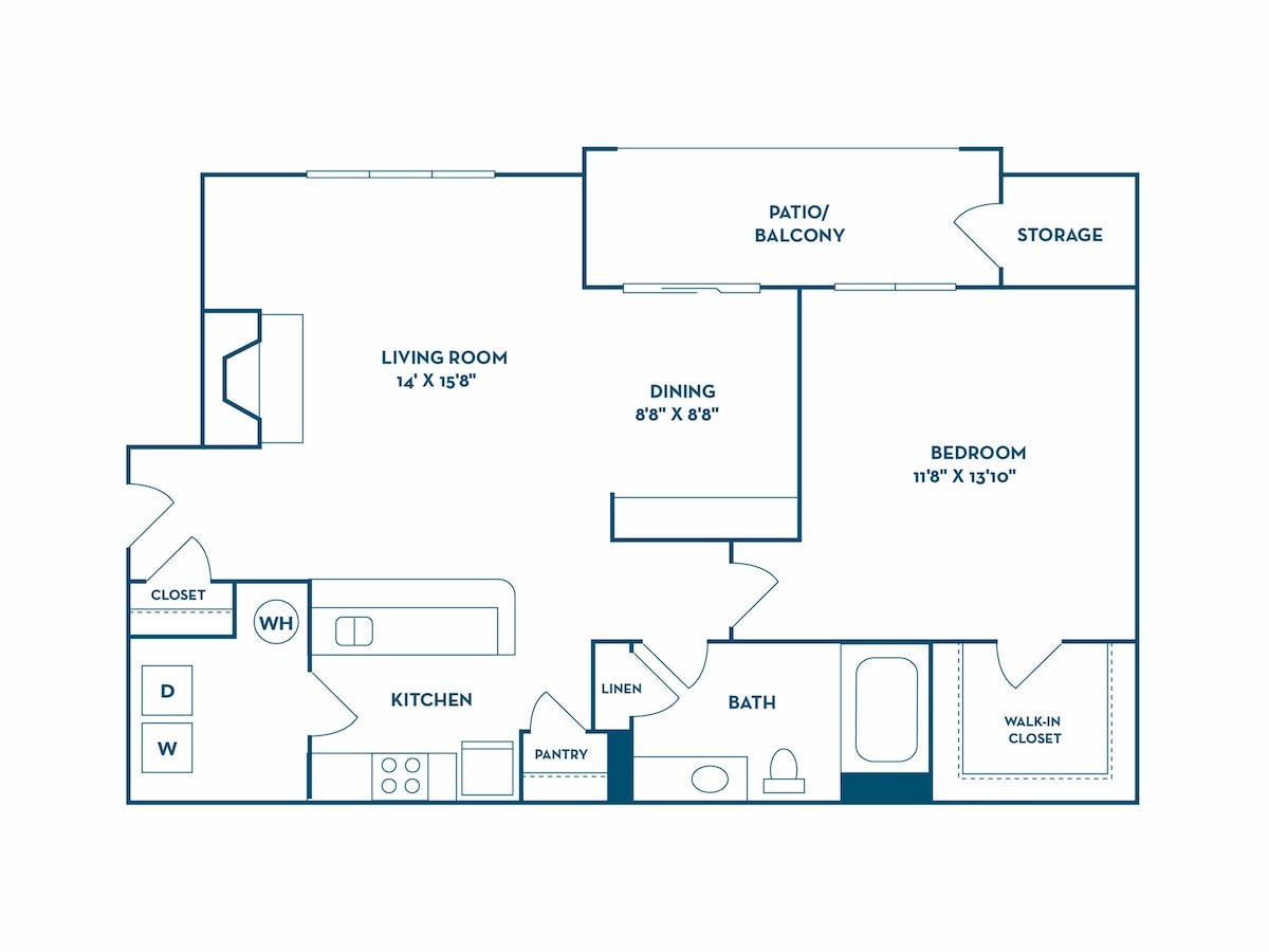 Floorplan diagram for Clairet 1, showing 1 bedroom