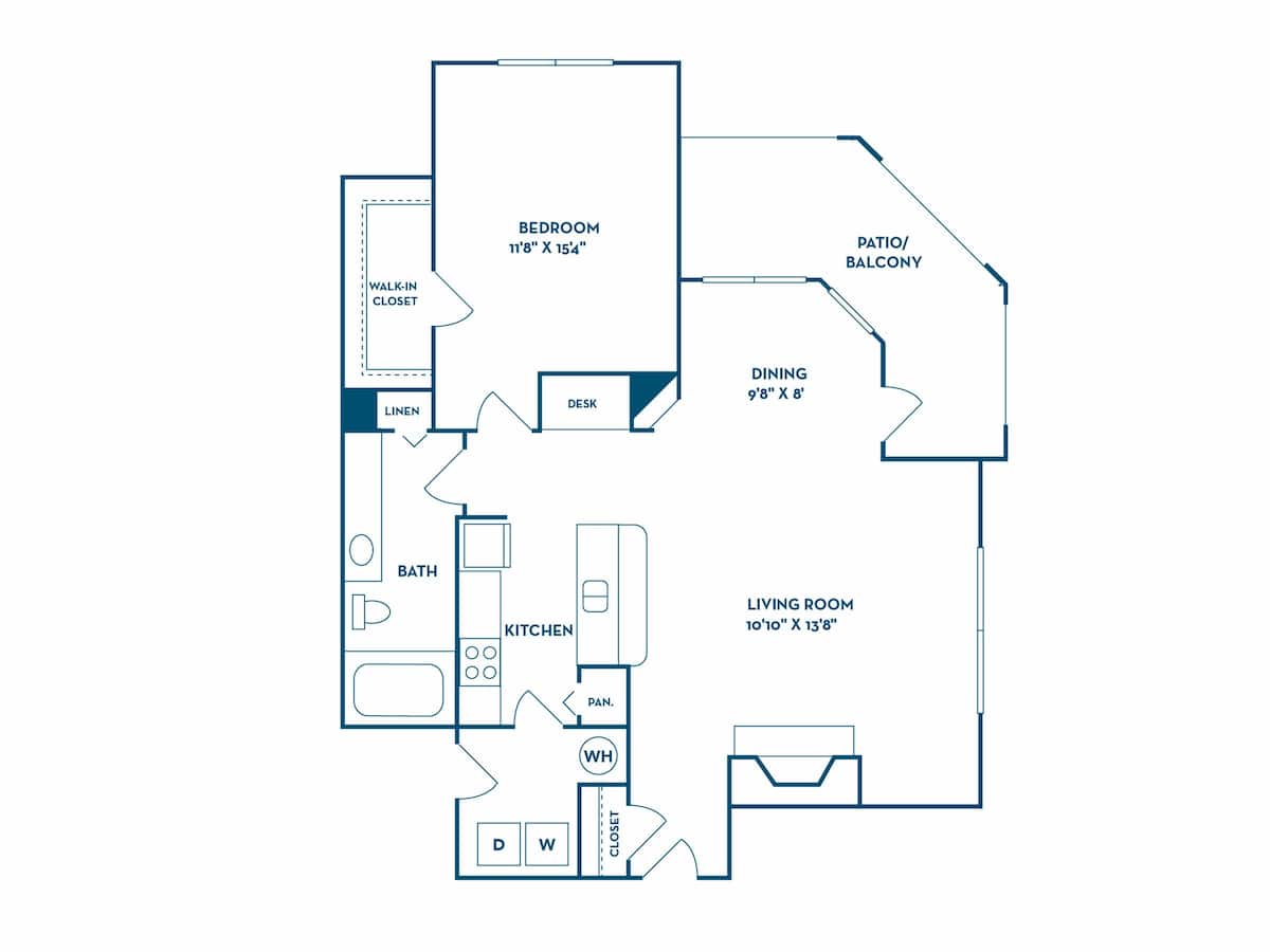 Floorplan diagram for Riesling 1, showing 1 bedroom