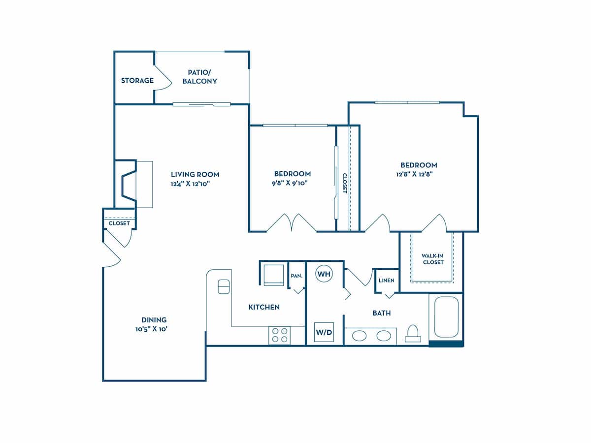 Floorplan diagram for Moscato 2, showing 1 bedroom