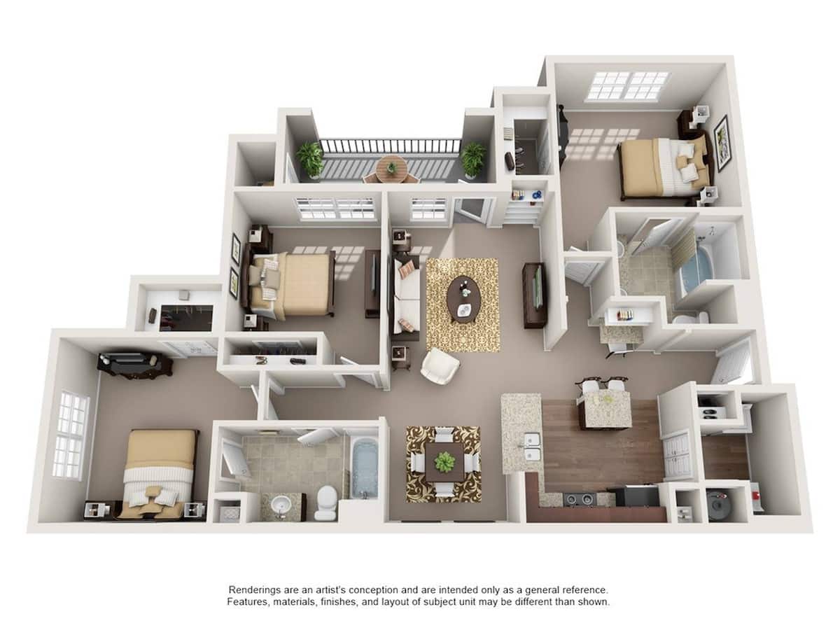 Floorplan diagram for C2, showing 3 bedroom