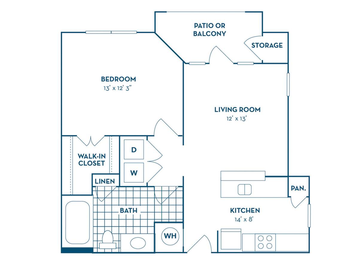 Floorplan diagram for A1 | Renovated, showing 1 bedroom