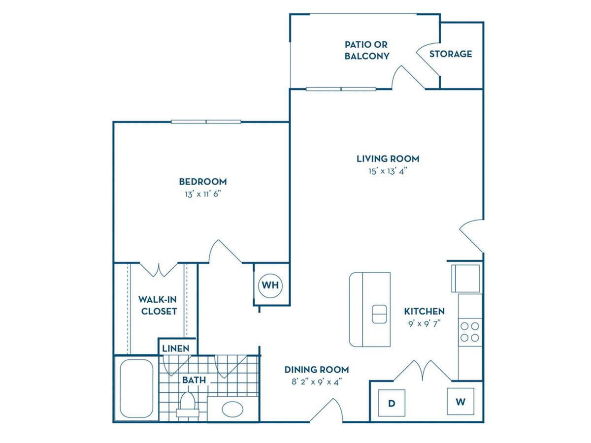 Floorplan diagram for A2 | Renovated, showing 1 bedroom