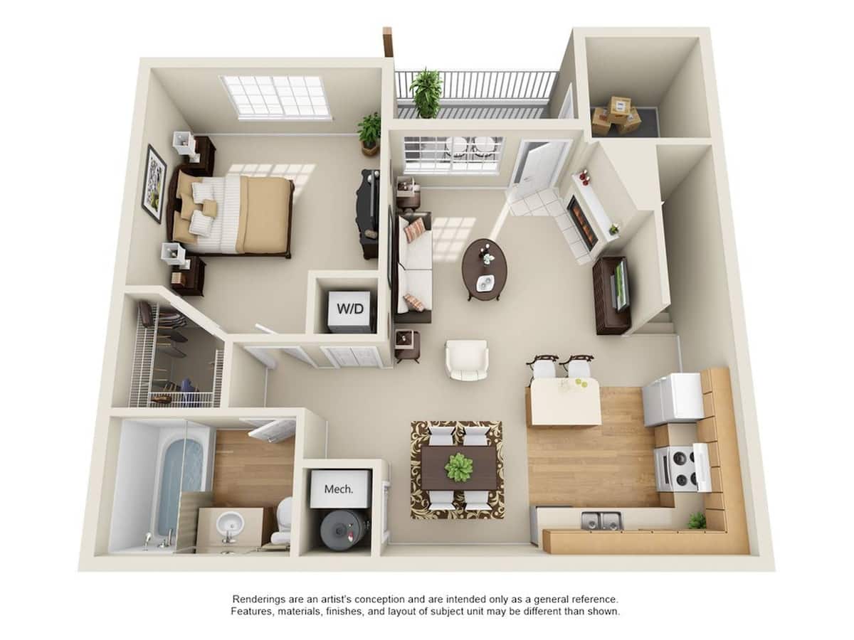 Floorplan diagram for Sopris 1, showing 1 bedroom