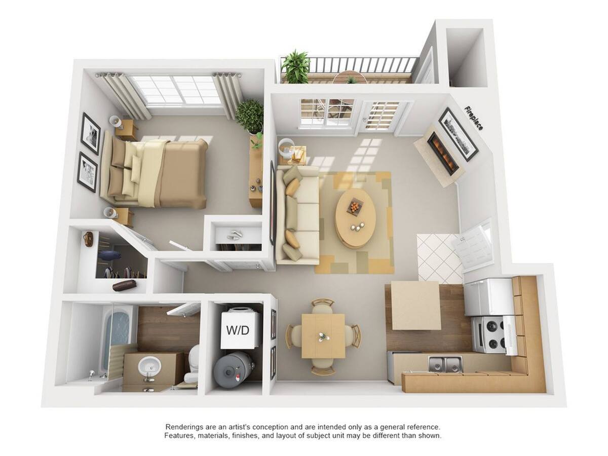 Floorplan diagram for Ajax, showing 1 bedroom