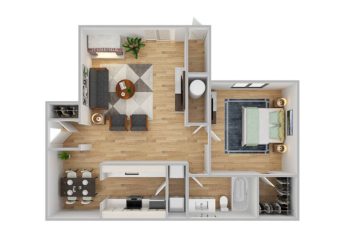Floorplan diagram for A2 | Renovated, showing 1 bedroom