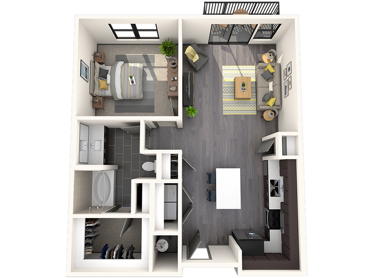 Floorplan diagram for 1A-1, showing 1 bedroom