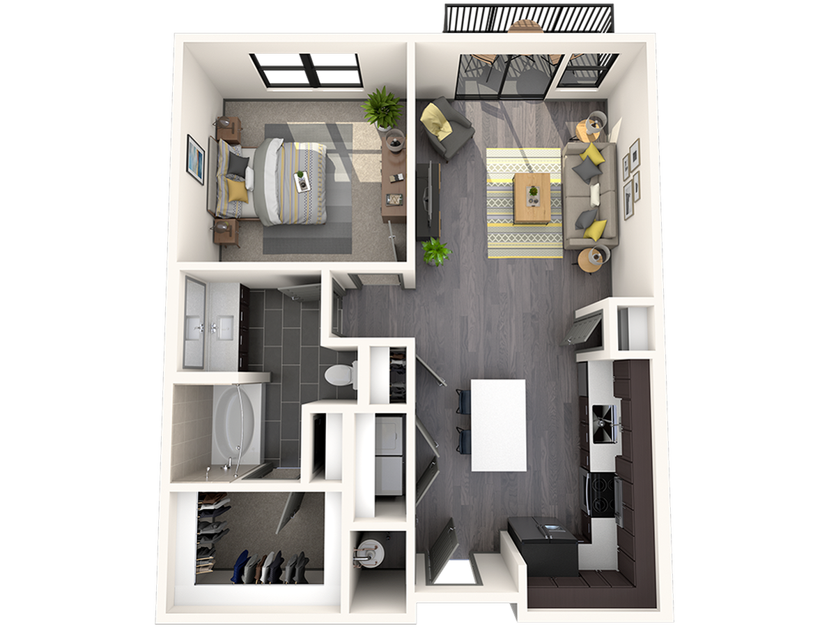 Floorplan diagram for A1, showing 1 bedroom