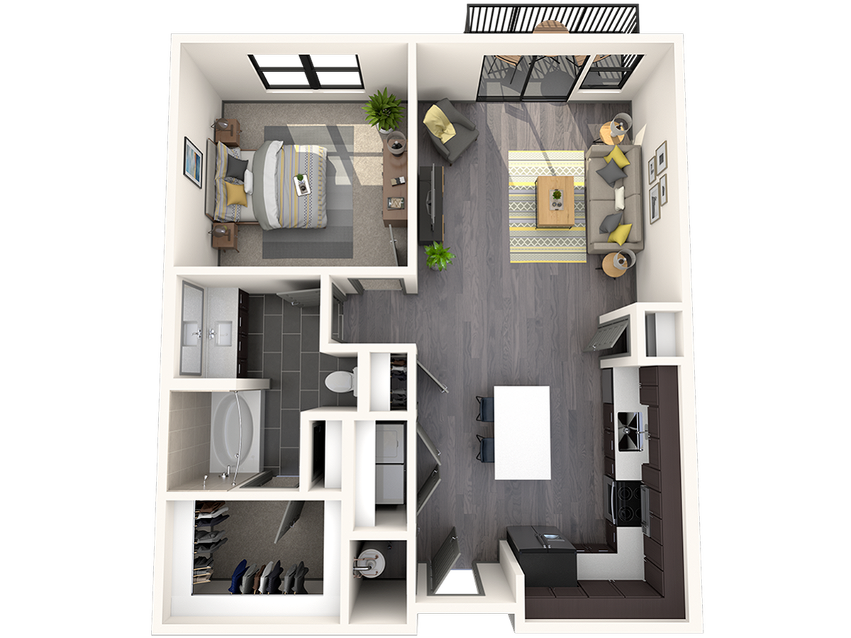 Floorplan diagram for 1B, showing 1 bedroom