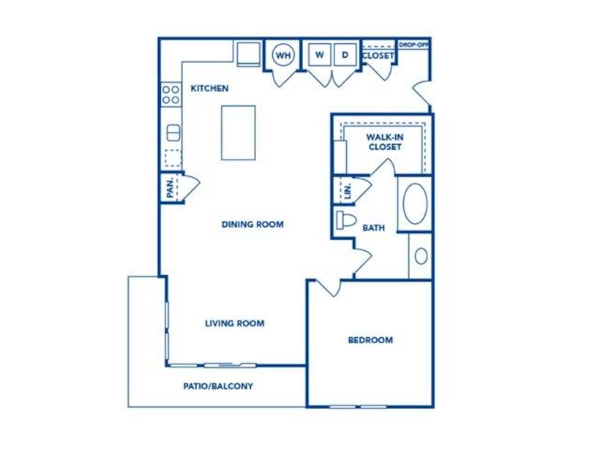 Floorplan diagram for 1B-1, showing 1 bedroom