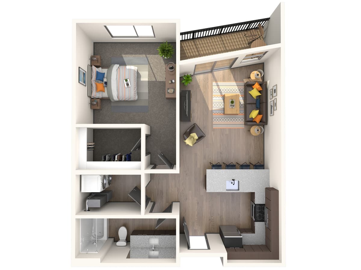 Floorplan diagram for Cascade II, showing 1 bedroom